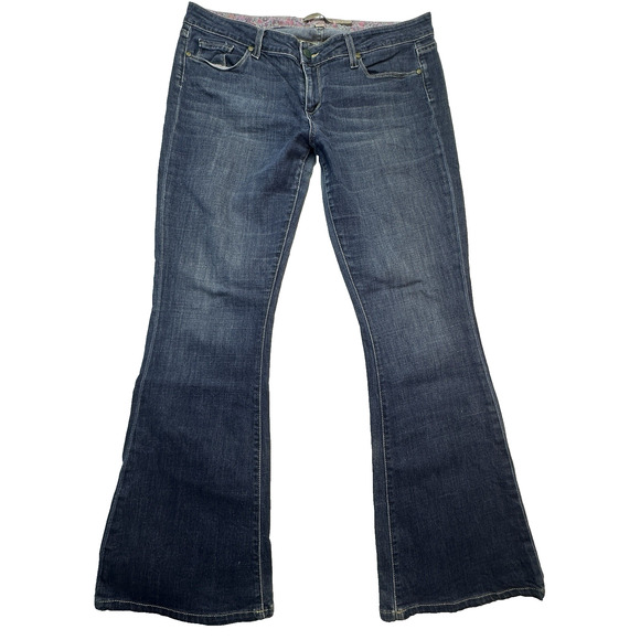 Paige Jeans Women's Bell Canyon Medium Rise Sz 32 Petite Denim Flare Medium Wash - Picture 1 of 10